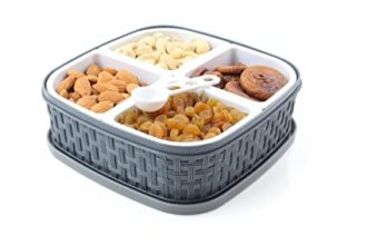 E-COSMOS Plastic Square 4 Sections Multipurpose Dry Fruit Dabba Box Set, Dry Fruit Box Set - Grey (Dry fruit Box - 4 in 1) - Image 4