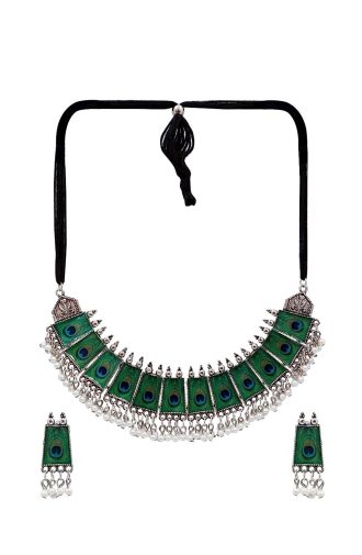 Agaas Enterprises Oxidised Silver Color Jewellery Set | women jewellery set