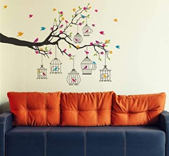 Solimo Wall Sticker for Living Room (Birdie House, Ideal Size on Wall - 133 cm x 90 cm), PVC Vinyl - Image 3