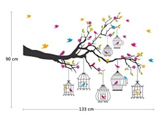 Solimo Wall Sticker for Living Room (Birdie House, Ideal Size on Wall - 133 cm x 90 cm), PVC Vinyl - Image 5