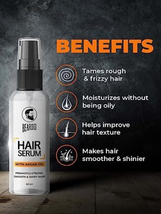 Beardo Hair Serum | Serum for men | Serum for hair smoothing | Argan Oil & Almond Oil | Adds Shine | Daily use| For All Hair Types | Frizz free hair | 50 ml - Image 4