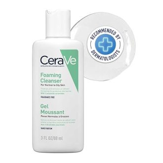 CeraVe Foaming Cleanser For Normal To Oily Skin (88ml) - Dermatologist-Developed Facewash | Non-Comedogenic And Fragrance-Free Cleansers For Acne-Prone Skin