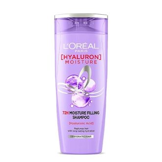 L'Oreal Paris Moisture Filling Shampoo, With Hyaluronic Acid, For Dry & Dehydrated Hair, Adds Shine & Bounce, Hyaluron Moisture 72H, 180ml