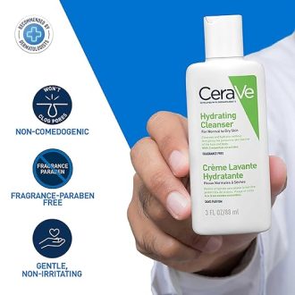 CeraVe Hydrating Cleanser For Normal To Dry Skin (88ml) - Non-Foaming Face Wash with Hyaluronic Acid And Ceramides | Non-Comedogenic, Non-Irritating And Fragrance-Free Cleanser - Image 2