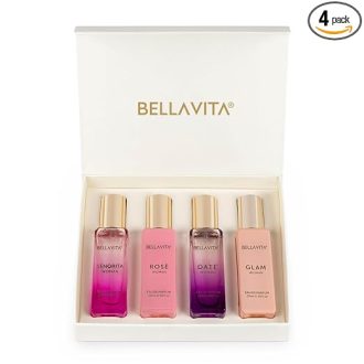 Bella Vita Luxury Woman Eau De Parfum Gift Set 4x20 ml for Women with Date, Senorita, Glam, Rose Perfume|Floral, Fruity Long Lasting EDP Fragrance Scent