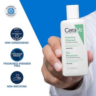 CeraVe Foaming Cleanser For Normal To Oily Skin (88ml) - Dermatologist-Developed Facewash | Non-Comedogenic And Fragrance-Free Cleansers For Acne-Prone Skin - Image 2