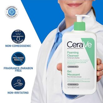 CeraVe Foaming Cleanser For Normal To Oily Skin (473ml) - Dermatologist-Developed Facewash | Non-Comedogenic And Fragrance-Free Cleansers For Acne-Prone Skin - Image 2