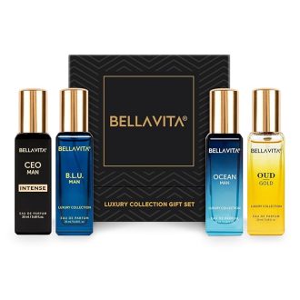 Bella Vita Luxury Collection Eau De Parfum Gift Set 4 x 20ml for Men & Women with OUD GOLD, OCEAN, B.L.U & CEO Man Perfume|Long Lasting EDP Fragrance Scent