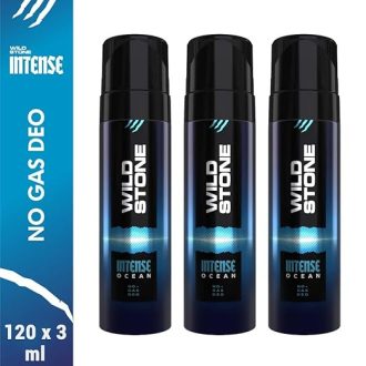 Wild Stone Intense Ocean No Gas Deo, Long Lasting Body Deodorants for Men, Pack of 3 (120ml each) - Image 2