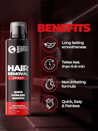 Beardo Hair Removal Spray For Men, 200 ml | Long Lasting Smoothness | Skin Soothing Aloe & Chamomile | Quick & Painless Hair Removal in 8 minutes | Hair Removal Cream For Chest, Arms, Legs & Body - Image 6