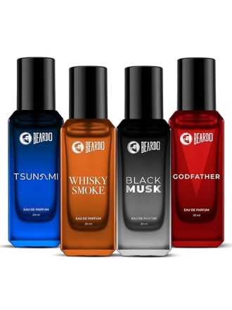 Beardo Perfumes Giftset For Men (Pack of 4 x 20ml) Whisky Smoke, Godfather, Tsunami and Black Musk | Long Lasting Perfume Musk & Woody Fresh Fragrance - Image 2