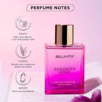 BellaVita SENORITA Woman EDP – Long-Lasting Floral & Fruity Women's Premium Perfume, Ideal for Indian Weather | Yuzu, Lotus, Magnolia, Musk | Perfect for Day Events, 100ML - Image 3