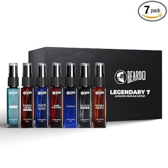 Beardo Legendary 7 Assorted Perfume Gift Set for Men 7X8ml with Long Lasting Fragrances | Travel Pack with Mariner Whisky Smoke Dark Side God Father Tsunami & Black Musk