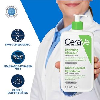 CeraVe Hydrating Cleanser For Normal To Dry Skin (236ml) - Non-Foaming Face Wash with Hyaluronic Acid And Ceramides | Non-Comedogenic, Non-Irritating And Fragrance-Free Cleanser - Image 2