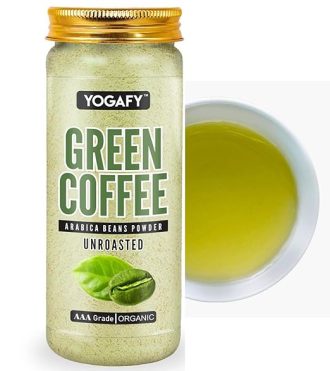 YOGAFY- Arabica Green Coffee Powder -150 Gram | AAA Grade | 100% Unroasted Beans | Jar Pack