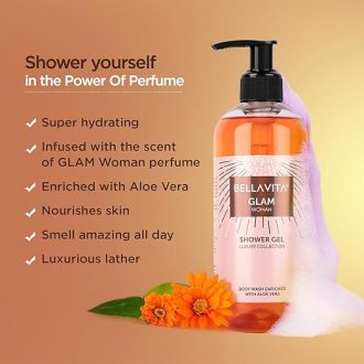 Bella Vita Luxury Glam Woman Body Wash Refreshing Shower Gel for Deep Cleansing, Hydrating, Moisturising, Softer & Smoother Skin with Aloe Vera 500 ml - Image 3