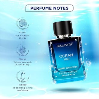 Bella Vita Luxury Men Ocean Aquatic Eau De Parfum With Marine, Orchid & Musk|Long Lasting Fresh Citrusy & Woody Edp Fragrance Scent Liquid Perfume,100 Ml - Image 3