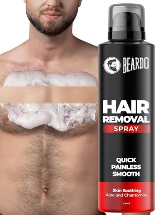 Beardo Hair Removal Spray For Men, 200 ml | Long Lasting Smoothness | Skin Soothing Aloe & Chamomile | Quick & Painless Hair Removal in 8 minutes | Hair Removal Cream For Chest, Arms, Legs & Body