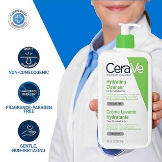 CeraVe Hydrating Cleanser For Normal To Dry Skin (473ml) - Non-Foaming Face Wash with Hyaluronic Acid And Ceramides | Non-Comedogenic, Non-Irritating And Fragrance-Free Cleanser - Image 4