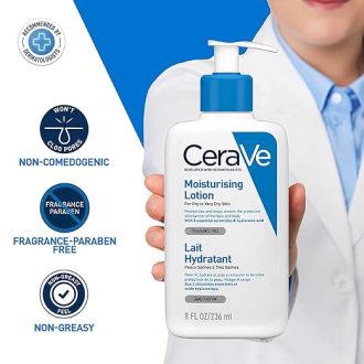 CeraVe Moisturizing Lotion For Dry Skin (236ml) - Formulated With 3 Essential Ceramides And Hyaluronic Acid | Non-Comedogenic, Oil Free And Fragrance-Free Body Lotion - Image 3