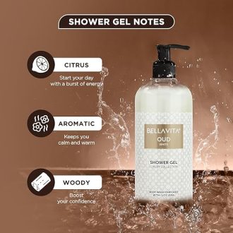 Bella Vita Luxury OUD WHITE Body Wash Refreshing Shower Gel for Deep Cleansing, Hydrating, Moisturising, Softer & Smoother Skin with Aloe Vera 500 ml - Image 4