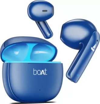 boAt Airdopes 100 with 50 Hours Playback, Quad Mics ENx Technology & Beast Mode Bluetooth Headset  (Sapphire Blue, In the Ear)